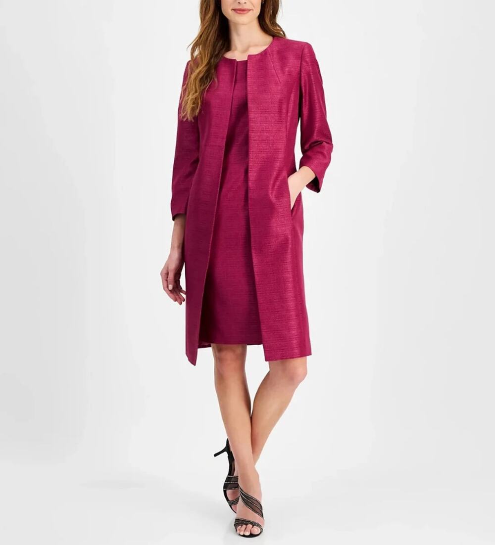 Le Suit Women Wild Rose Jewel-Neck Knee Length Suit Topper (ONLY) Petite Size 8P